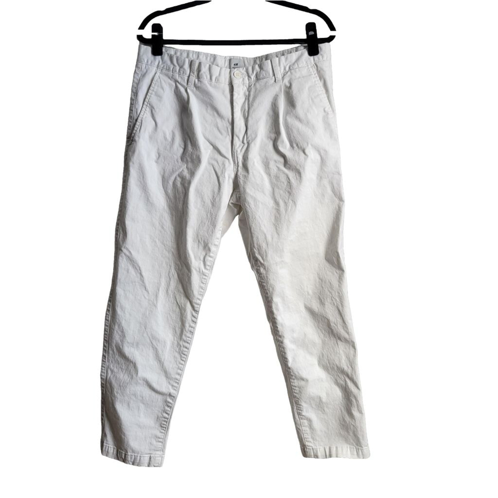 Men's H&M White Regular Fit Pants Size 34